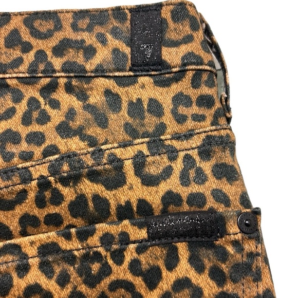 7 For All Mankind Anthropologie Leopard Print High Waist Slim Kick Jeans 28 - Picture 11 of 17